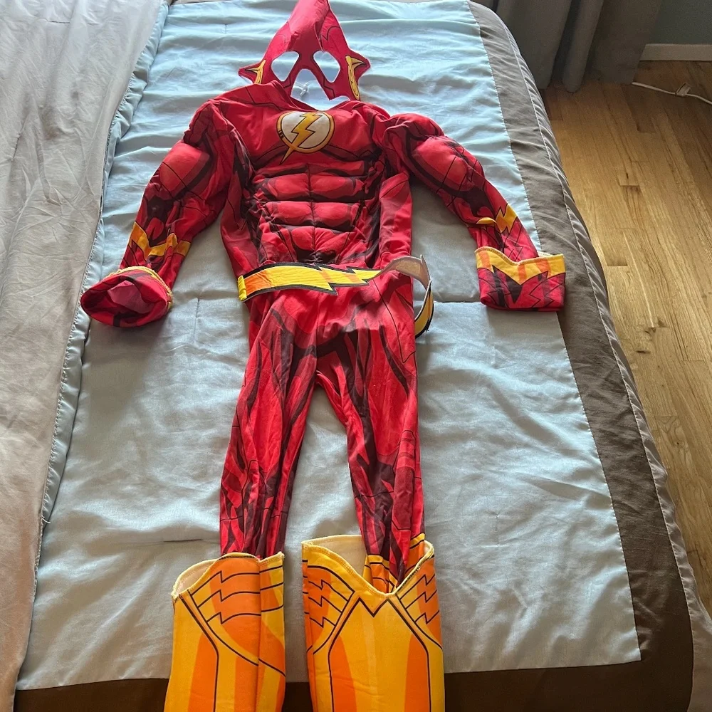 3pc Kids Medium Flash DC Comics Superhero Costume Halloween